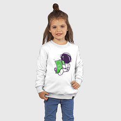 Свитшот хлопковый детский Космонавт и доллары, цвет: белый — фото 2