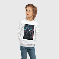 Свитшот хлопковый детский Железный человек посреди ночного города, цвет: белый — фото 2