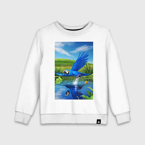 Детский свитшот Попугай ловит рыбу / Белый – фото 1
