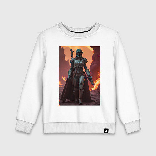 Детский свитшот Девушка-Мандалорец в броне / Белый – фото 1