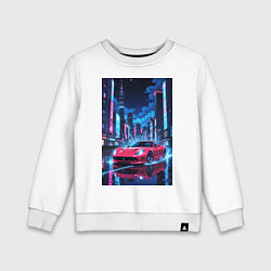 Детский свитшот Вишневый спорткар по мокрой дороге