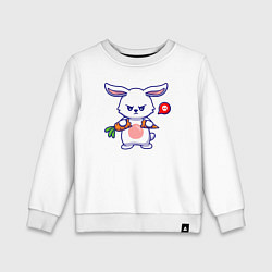 Свитшот хлопковый детский Сердитый кролик с морковкой, цвет: белый