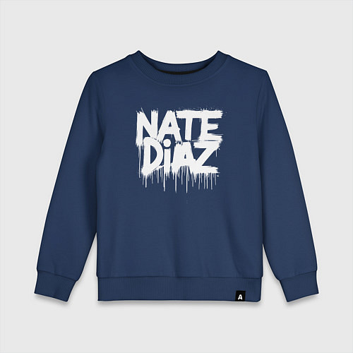 Детский свитшот Граффити логотип Нейт Диас / Тёмно-синий – фото 1