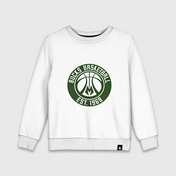 Свитшот хлопковый детский Милуоки Бакс - команда, цвет: белый