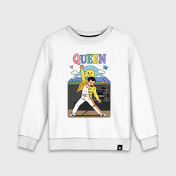 Свитшот хлопковый детский Queen мультяшный стиль, цвет: белый