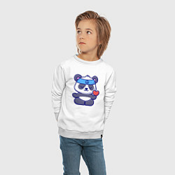 Свитшот хлопковый детский Peace panda, цвет: белый — фото 2