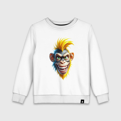 Детский свитшот Желтая безумная обезьяна / Белый – фото 1