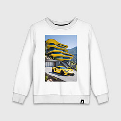 Детский свитшот Желтый суперкар у дома