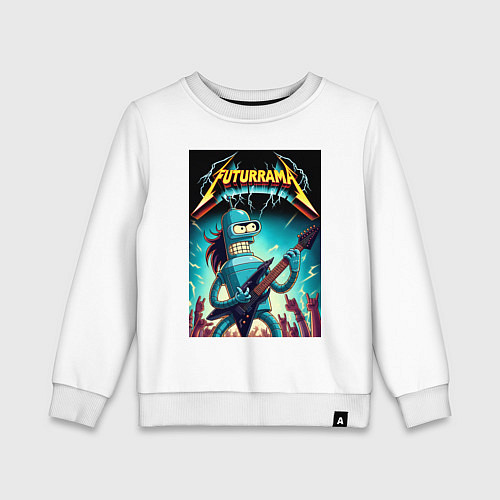 Детский свитшот Хард рок гитарист Бендер лидер группы Футурама / Белый – фото 1