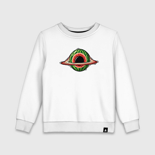 Детский свитшот Черная дыра - арбуз / Белый – фото 1