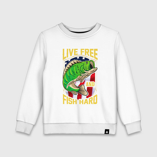 Детский свитшот Живи свободно и лови усердно / Белый – фото 1