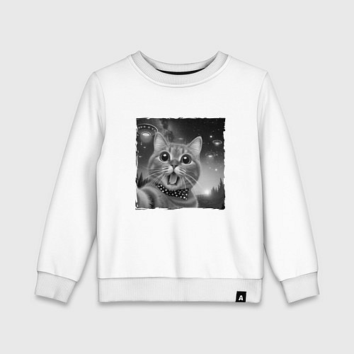 Детский свитшот Кот селфи / Белый – фото 1