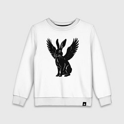Свитшот хлопковый детский Черный заяц с крыльями, цвет: белый