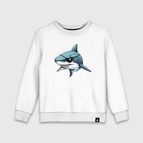 Детский свитшот Акула в пиратской повязке / Белый – фото 1