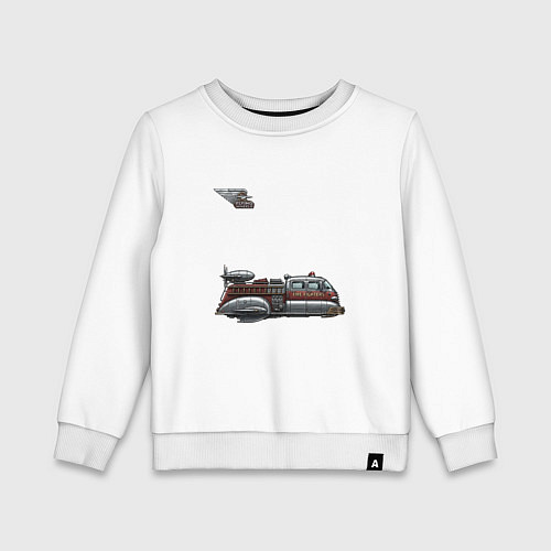 Детский свитшот Летающая пожарная машина ретрофутуризм / Белый – фото 1