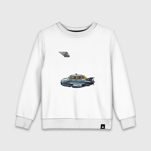 Детский свитшот Летающее такси ретрофутуризм стримлайн / Белый – фото 1
