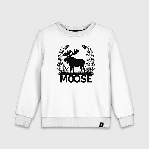 Детский свитшот Лось среди цветов / Белый – фото 1