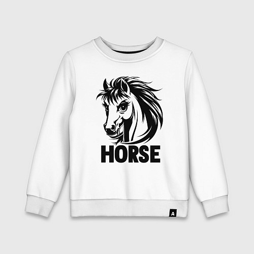 Детский свитшот Динамичный черный конь / Белый – фото 1