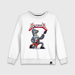 Свитшот хлопковый детский Bender bending robot from rock group Futurama, цвет: белый