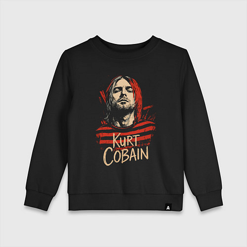 Детский свитшот Курт Кобейн с надписью / Черный – фото 1