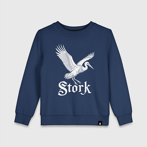 Детский свитшот Летящий аист / Тёмно-синий – фото 1