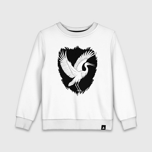 Детский свитшот Аист на черном щите / Белый – фото 1