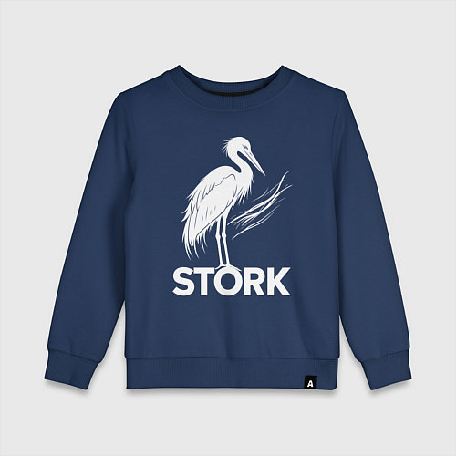 Детский свитшот Аист белый штрих / Тёмно-синий – фото 1