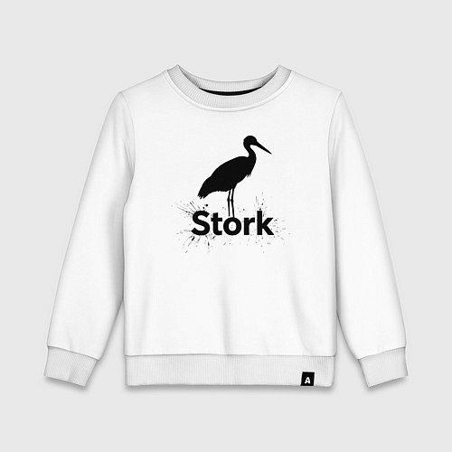 Детский свитшот Аист черной краской / Белый – фото 1