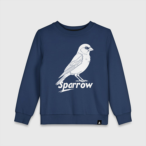Детский свитшот Воробей белый логотип / Тёмно-синий – фото 1