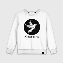 Свитшот хлопковый детский Воробей в круге, цвет: белый