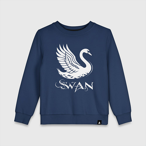 Детский свитшот Лебедь с крыльями / Тёмно-синий – фото 1