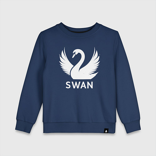 Детский свитшот Лебедь на взлете / Тёмно-синий – фото 1