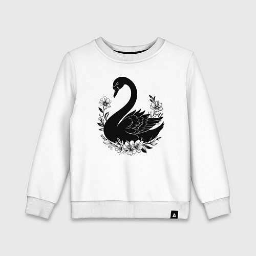 Детский свитшот Лебедь среди цветов / Белый – фото 1