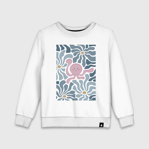 Детский свитшот Такопи в цветах / Белый – фото 1