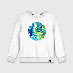 Свитшот хлопковый детский Зеленая и синяя краска, цвет: белый