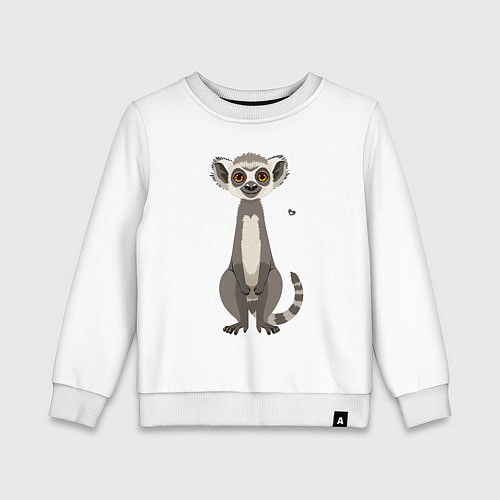 Детский свитшот Лемур с маленьким сердечком / Белый – фото 1