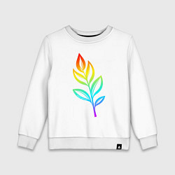 Свитшот хлопковый детский После дождя будет радуга, надпись на листе, цвет: белый