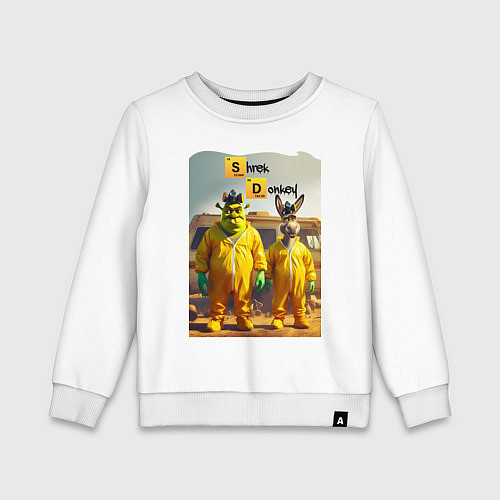 Детский свитшот Shrek and Donkey - Breaking bad / Белый – фото 1