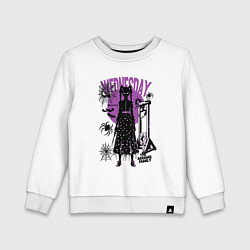 Свитшот хлопковый детский Уэнсдэй с ножом, цвет: белый