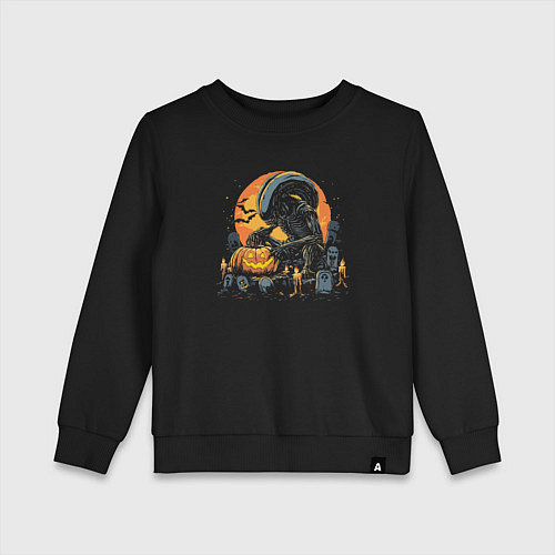 Детский свитшот Чужой празднует хэллоуин / Черный – фото 1