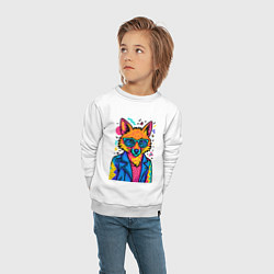 Свитшот хлопковый детский Лиса Pop Colors, цвет: белый — фото 2
