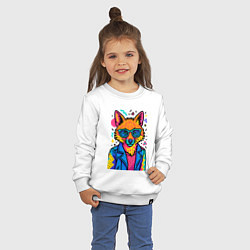 Свитшот хлопковый детский Лиса Pop Colors, цвет: белый — фото 2