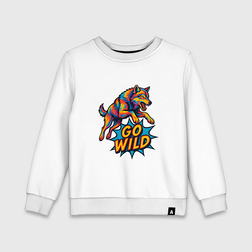 Детский свитшот Go wild цветной волк / Белый – фото 1