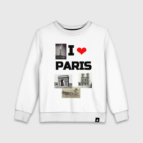 Детский свитшот I love Paris / Белый – фото 1