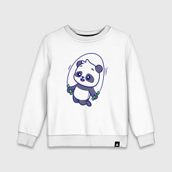 Свитшот хлопковый детский Панда со скакалкой, цвет: белый