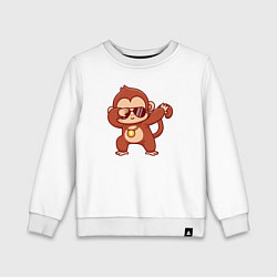 Свитшот хлопковый детский Dab monkey, цвет: белый