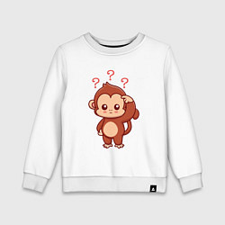 Свитшот хлопковый детский Обезьянка в замешательстве, цвет: белый