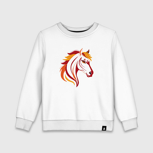 Детский свитшот Красная огненная лошадь, символ года / Белый – фото 1