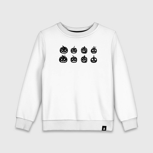 Детский свитшот Черные тыквы на Хэллоуин / Белый – фото 1