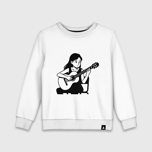 Детский свитшот Классическая гитаристка аниме / Белый – фото 1
